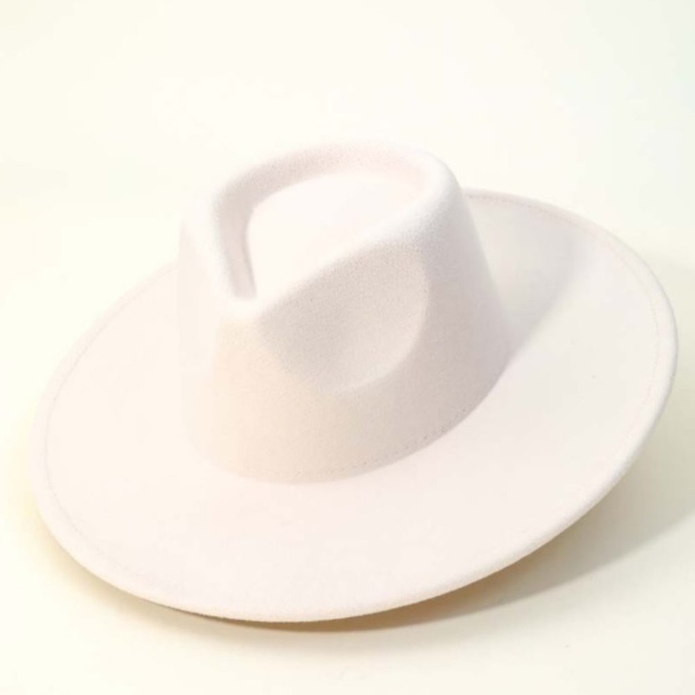 Frankie White Solid Fedora Hat - Picture 2 of 5